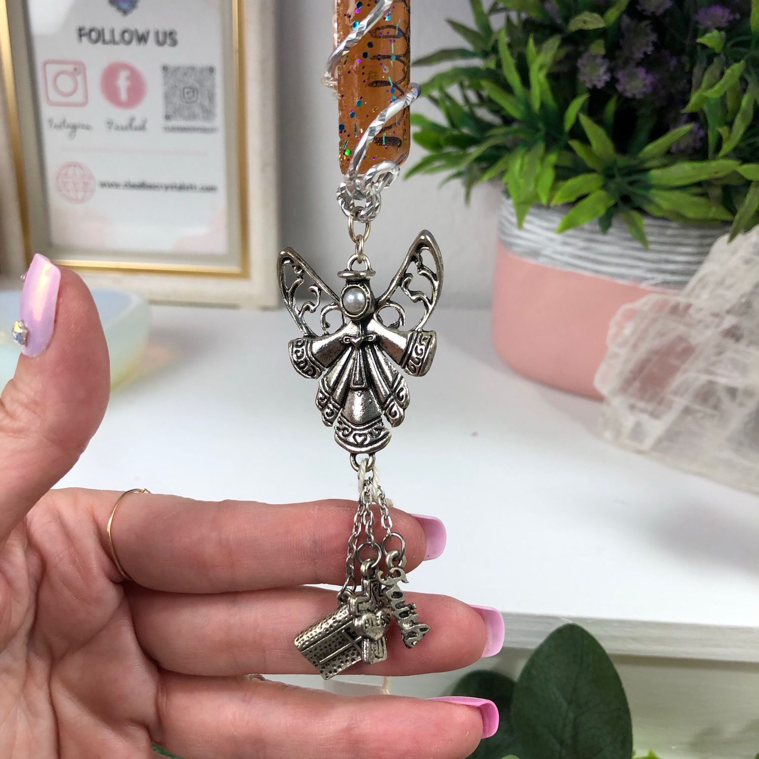 Orgonite Hanging Angel with Faith Charms Orgonite Hanging Angel with Faith Charms