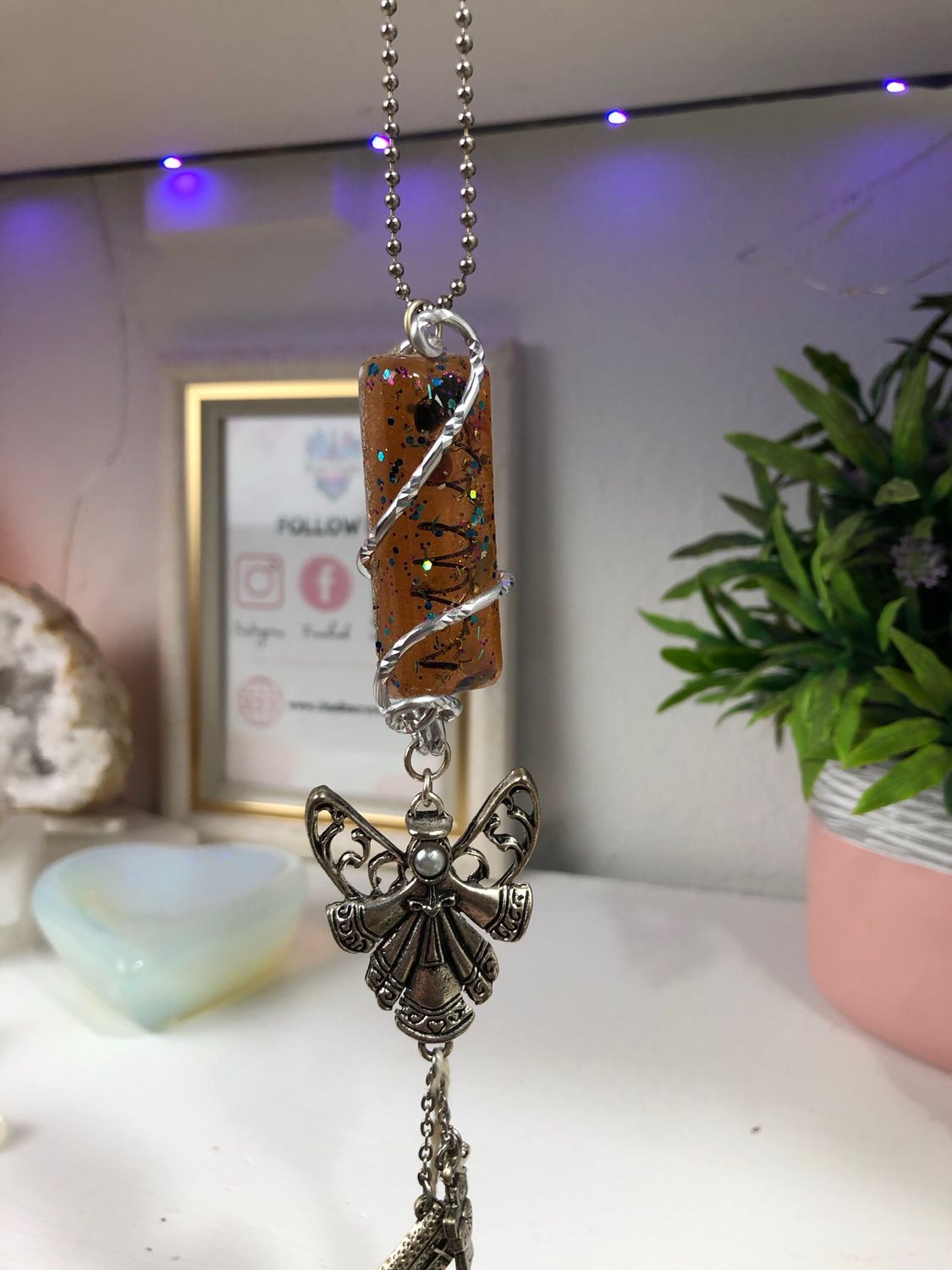 Orgonite Hanging Angel with Faith Charms Orgonite Hanging Angel with Faith Charms