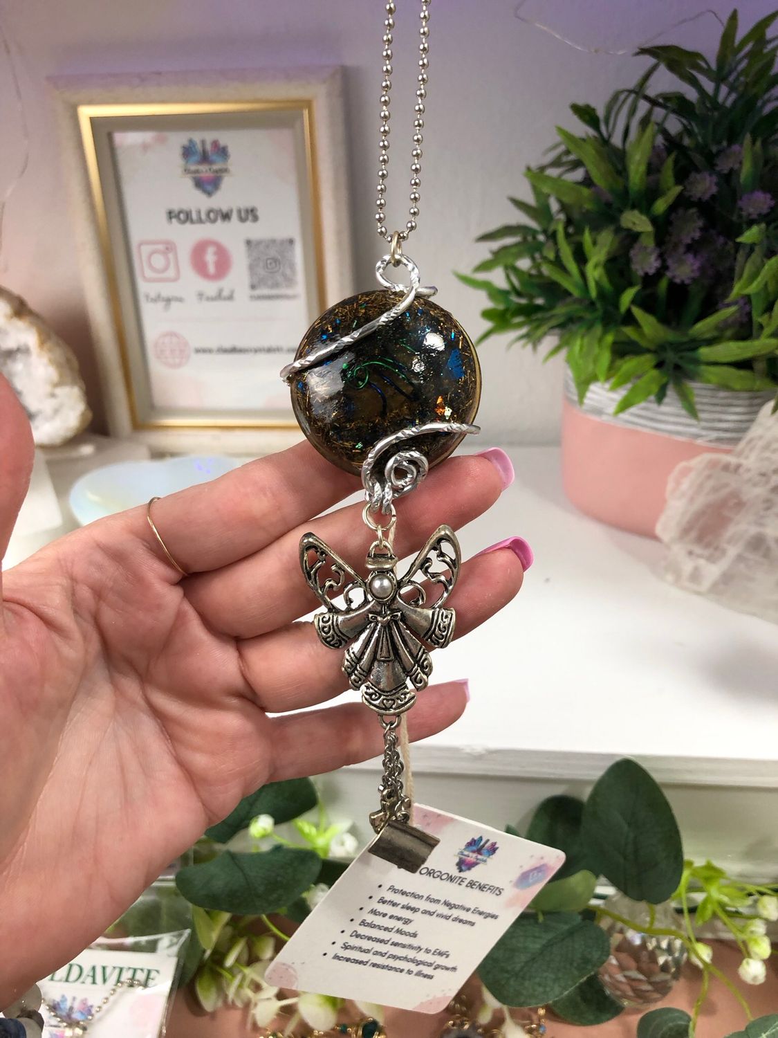 Orgonite Hanging Angel with Faith Charms