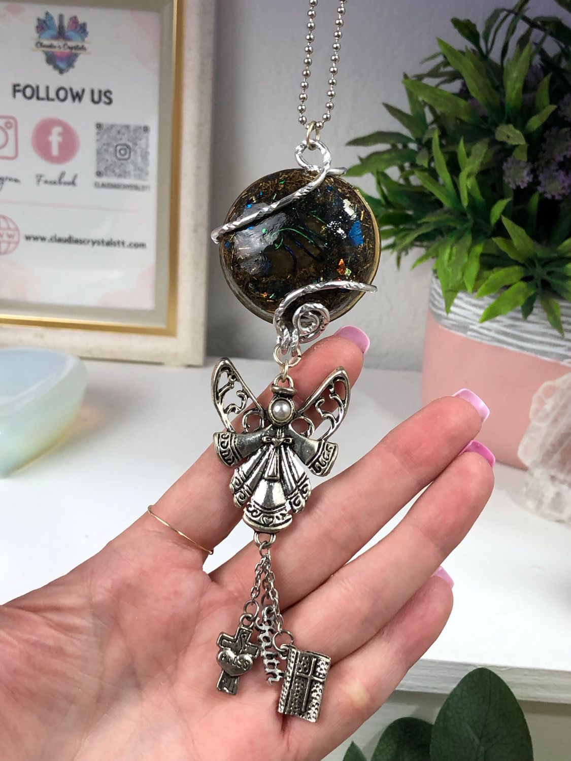Orgonite Hanging Angel with Faith Charms