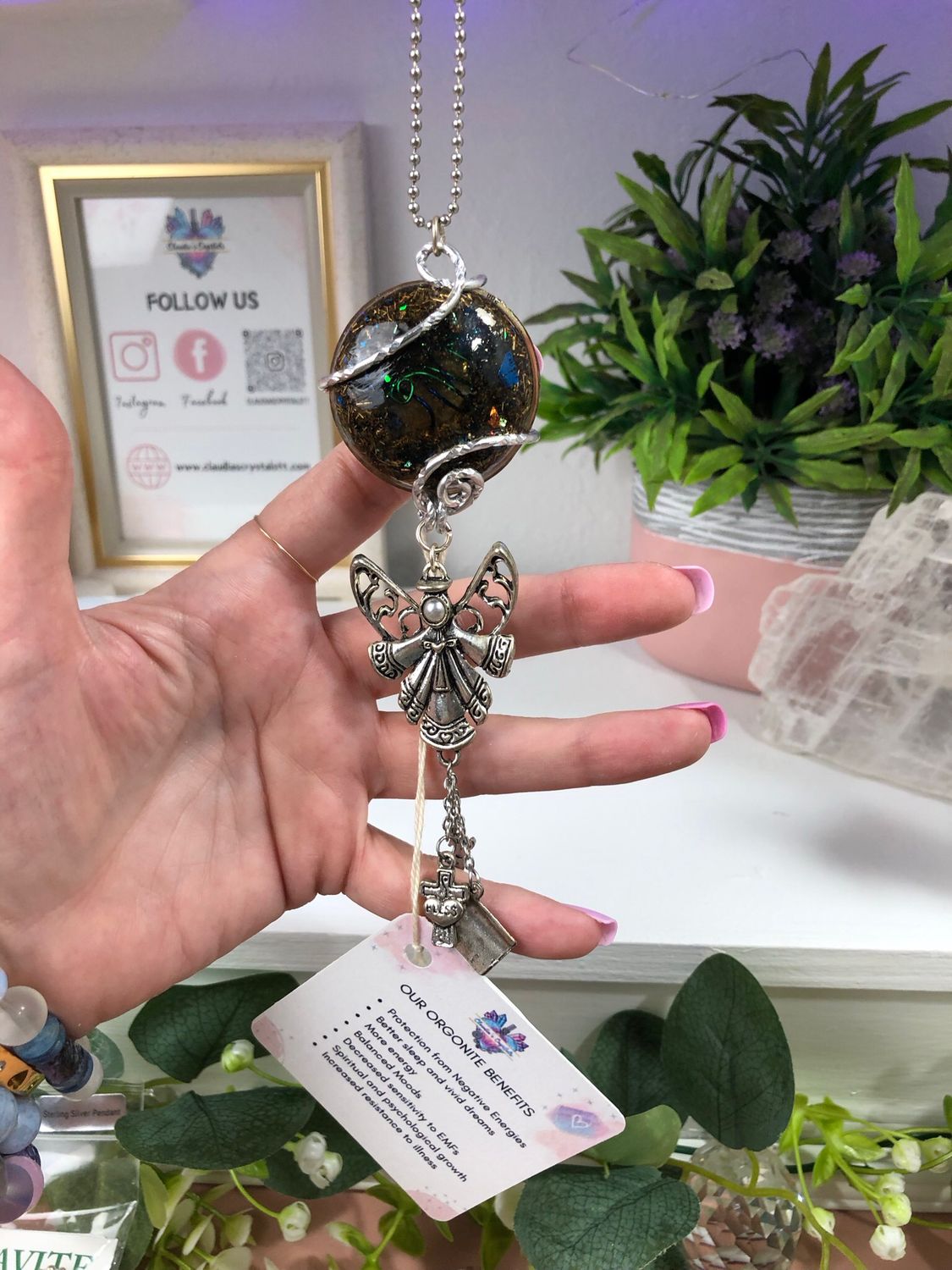 Orgonite Hanging Angel with Faith Charms