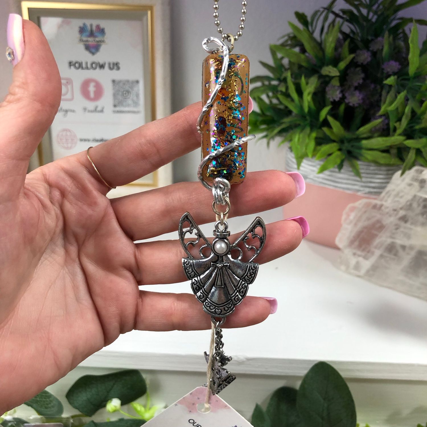 Orgonite Hanging Angel with Faith Charms