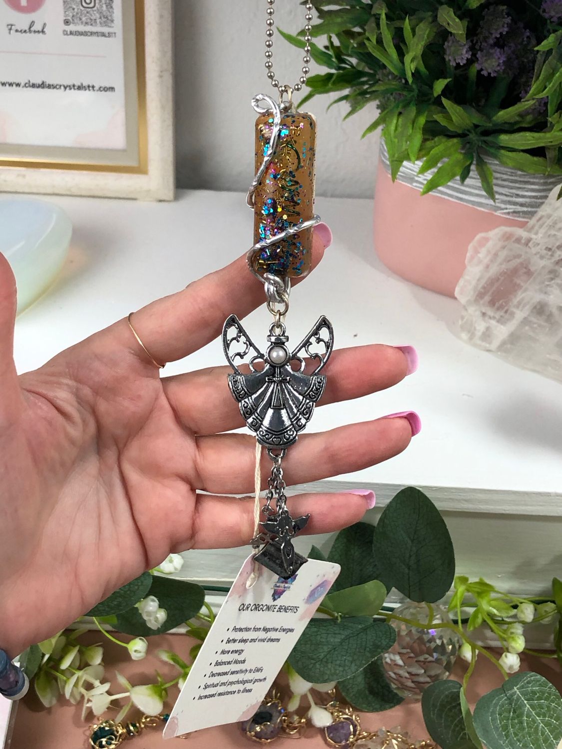 Orgonite Hanging Angel with Faith Charms