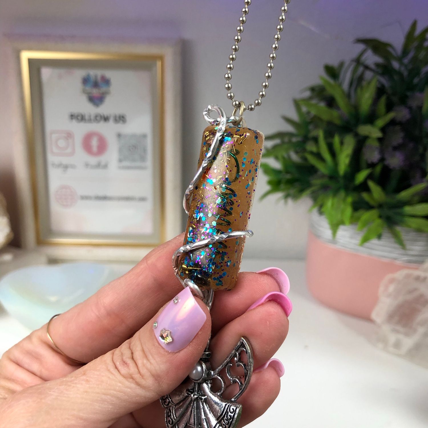 Orgonite Hanging Angel with Faith Charms
