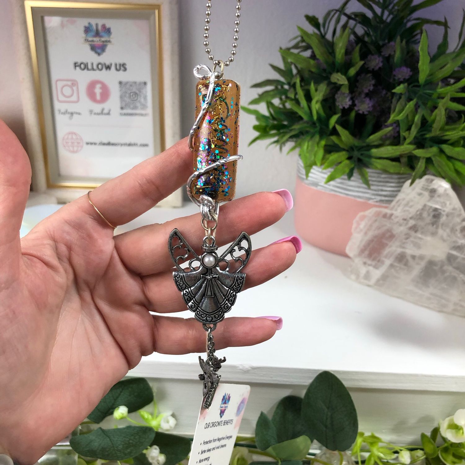 Orgonite Hanging Angel with Faith Charms