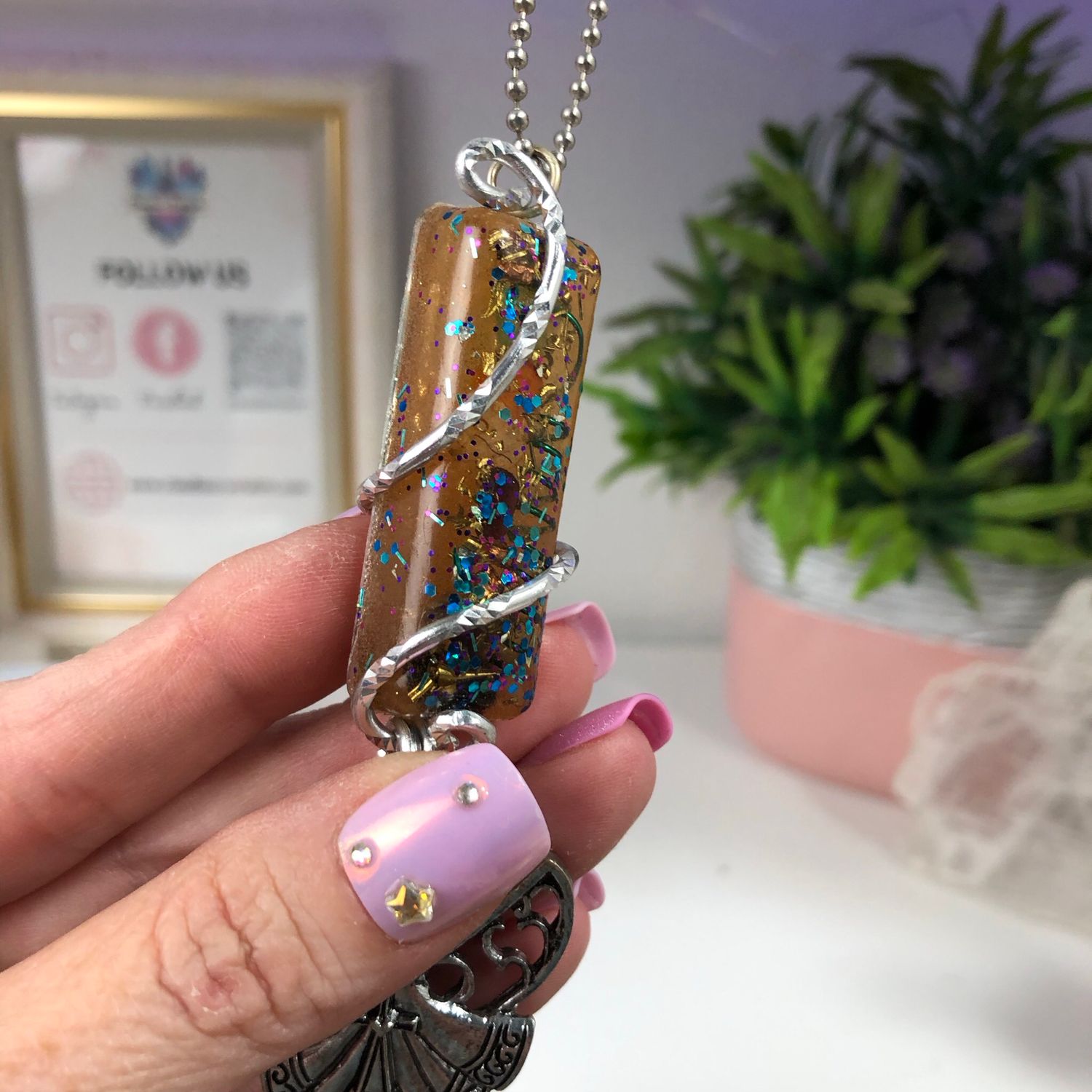 Orgonite Hanging Angel with Faith Charms