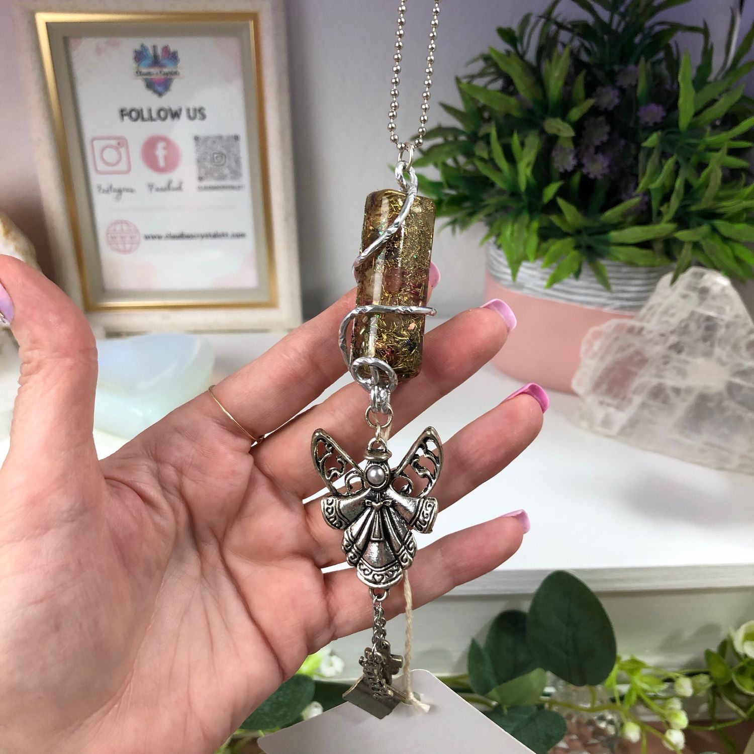 Orgonite Hanging Angel with Faith Charms