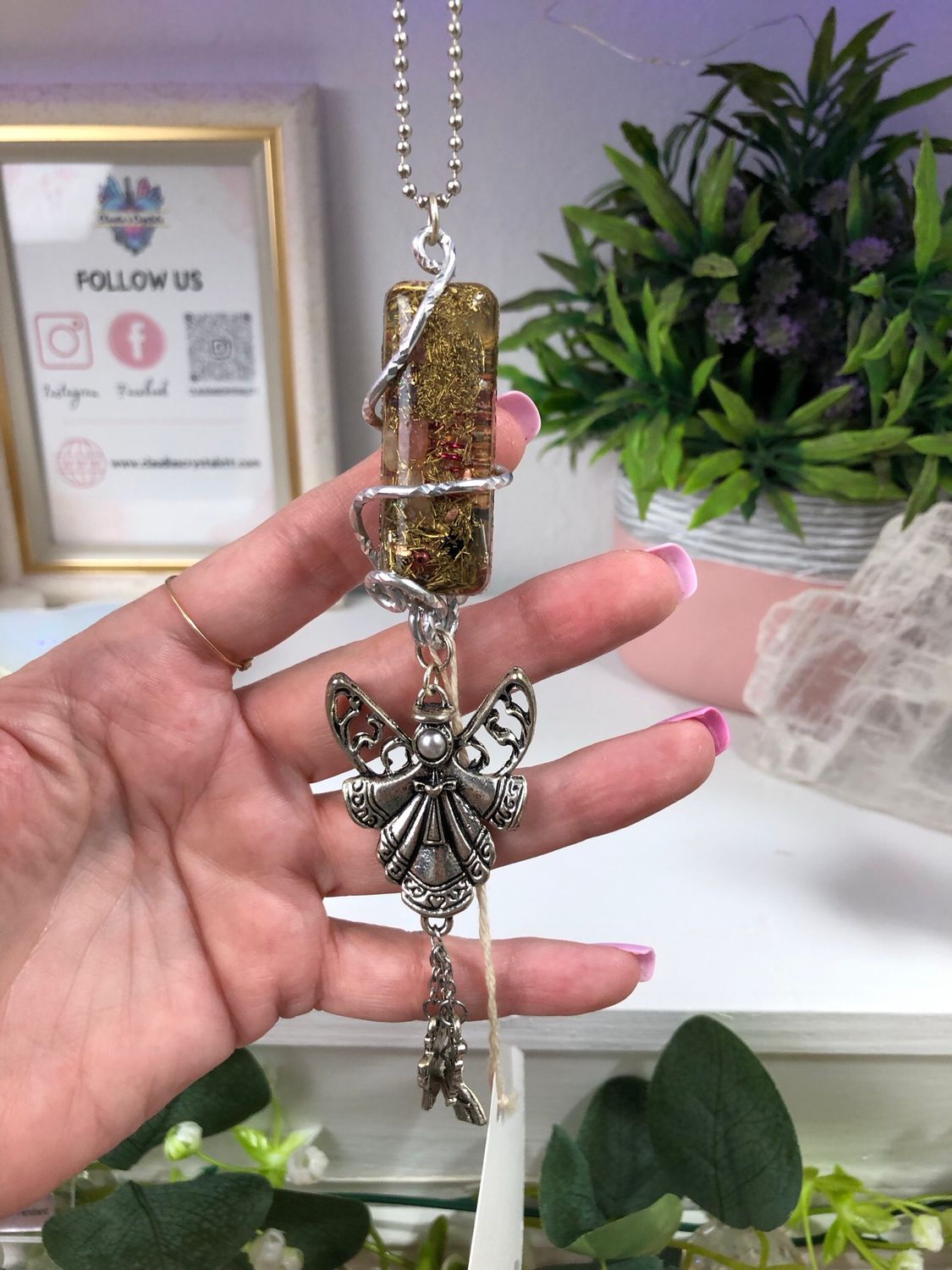 Orgonite Hanging Angel with Faith Charms