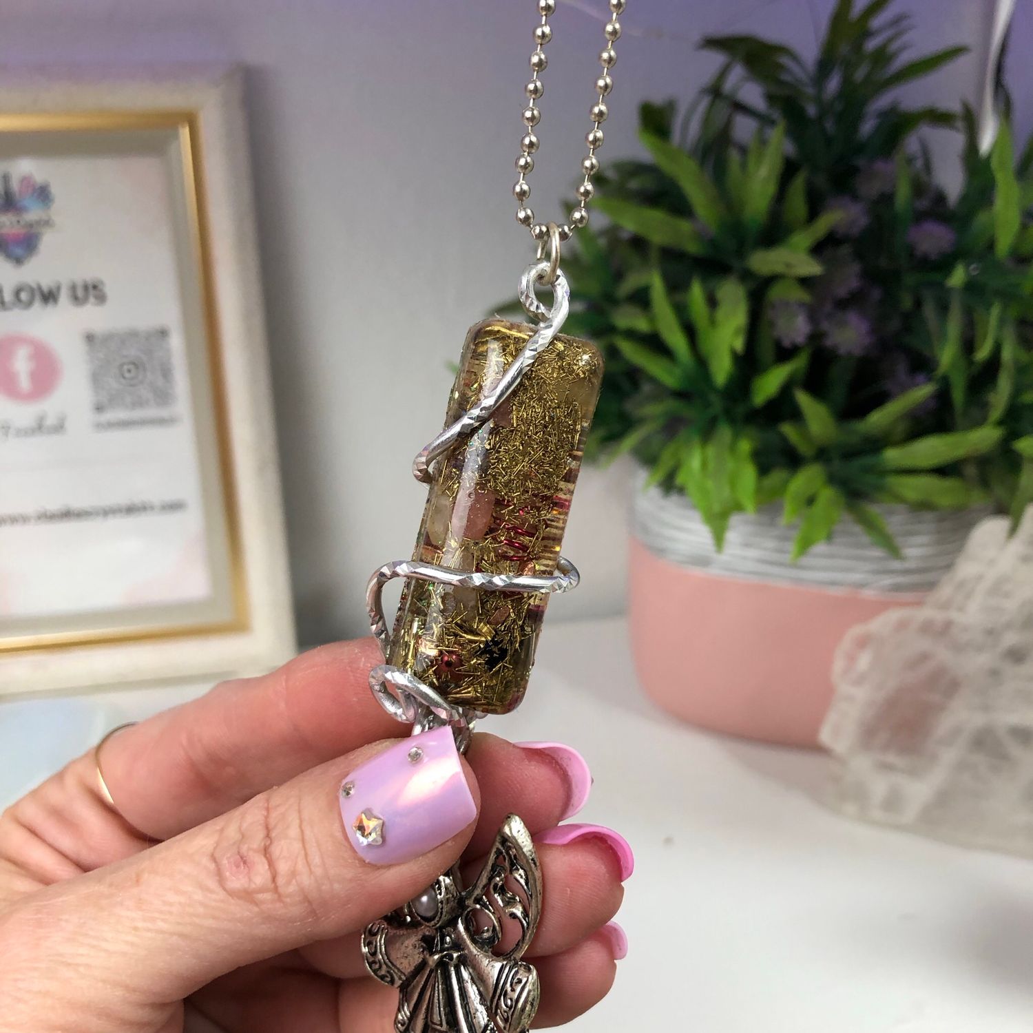 Orgonite Hanging Angel with Faith Charms