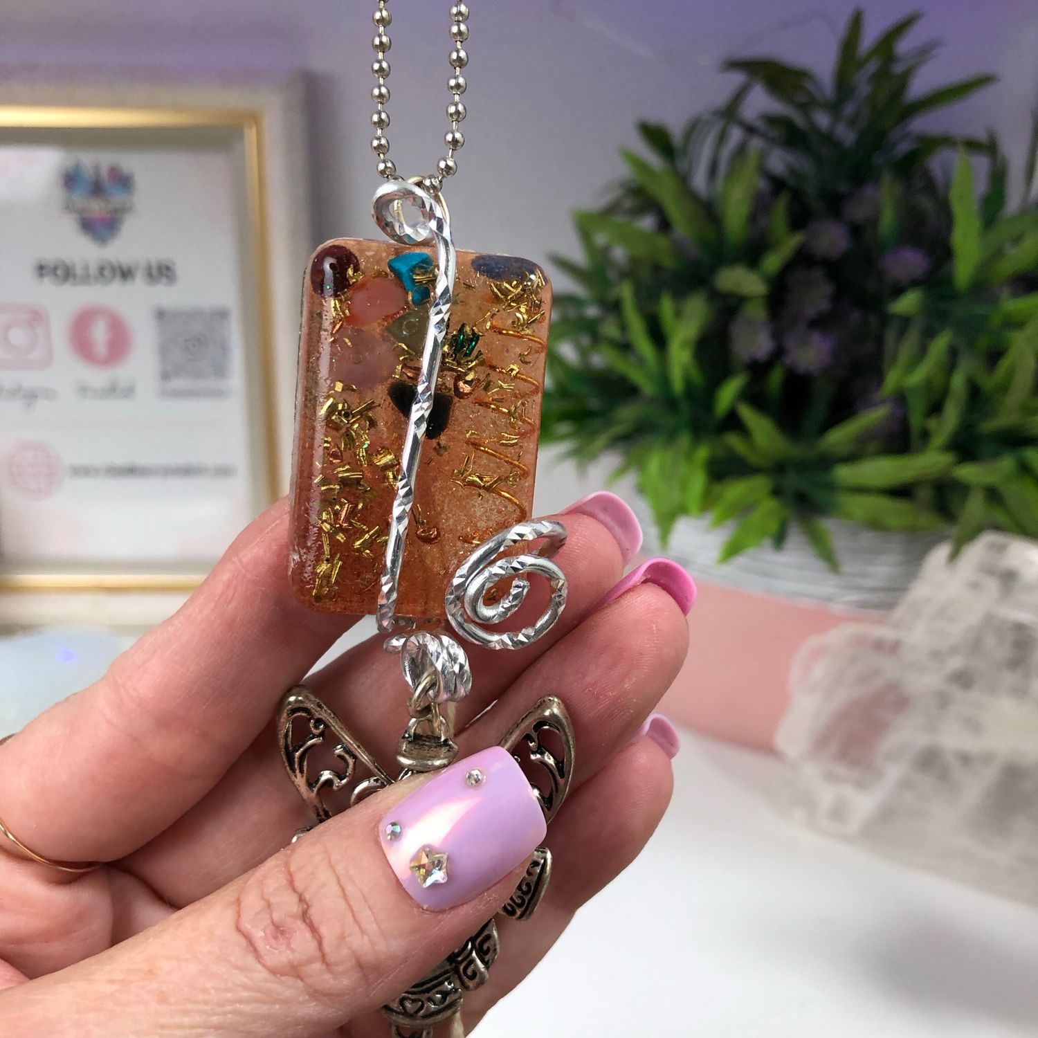 Orgonite Hanging Angel with Faith Charms
