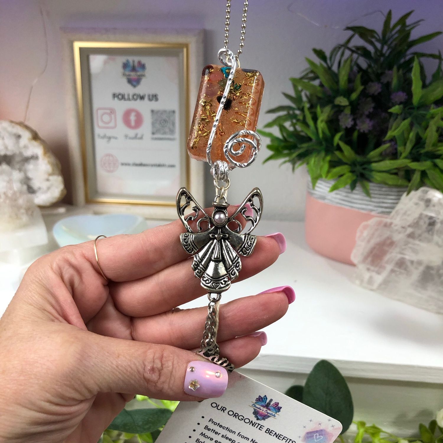 Orgonite Hanging Angel with Faith Charms