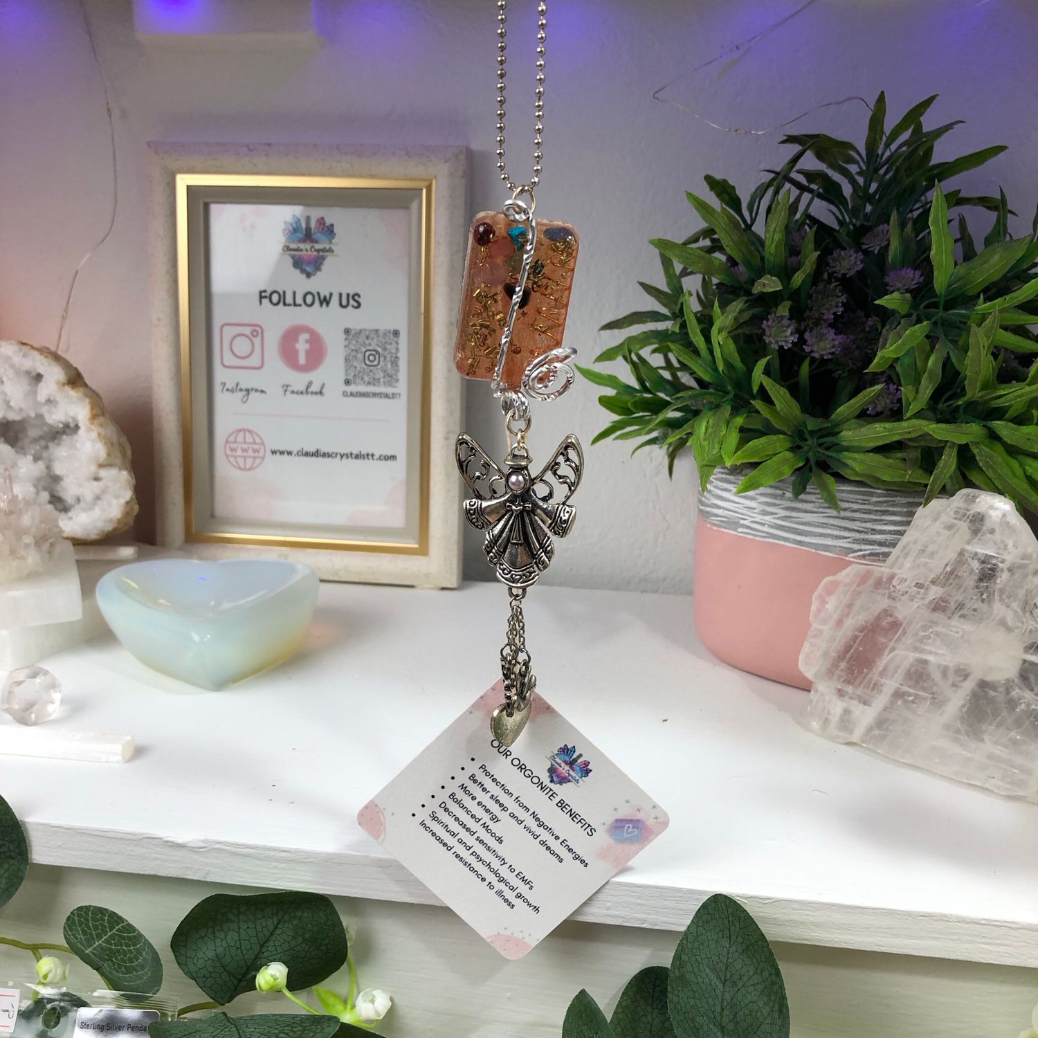 Orgonite Hanging Angel with Faith Charms