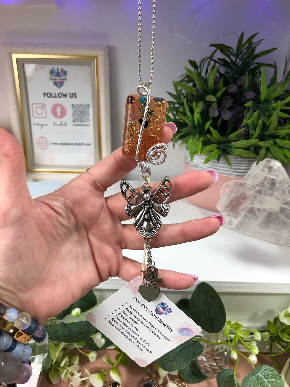 Orgonite Hanging Angel with Faith Charms