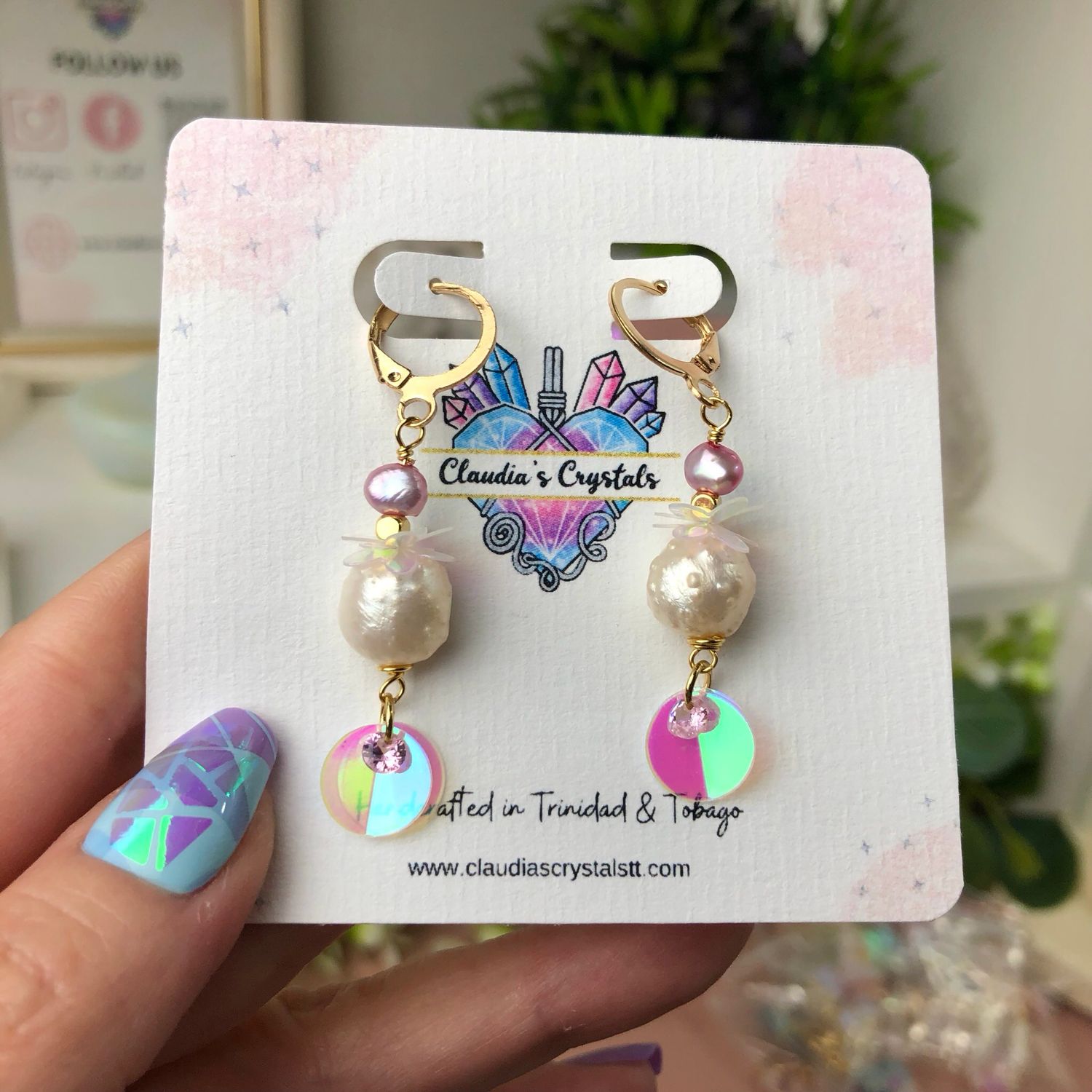 FRESH WATER PEARL - Crystal Therapy Earrings - Gold Plated FRESH WATER PEARL - Crystal Therapy Earrings - Gold Plated