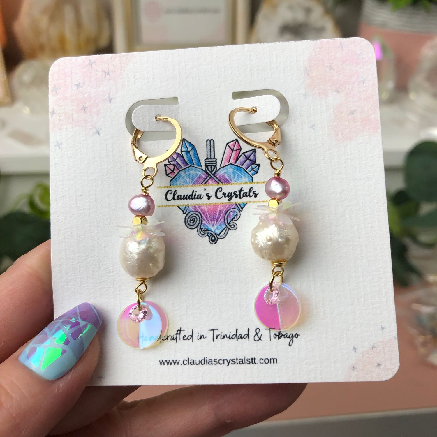 FRESH WATER PEARL - Crystal Therapy Earrings - Gold Plated FRESH WATER PEARL - Crystal Therapy Earrings - Gold Plated