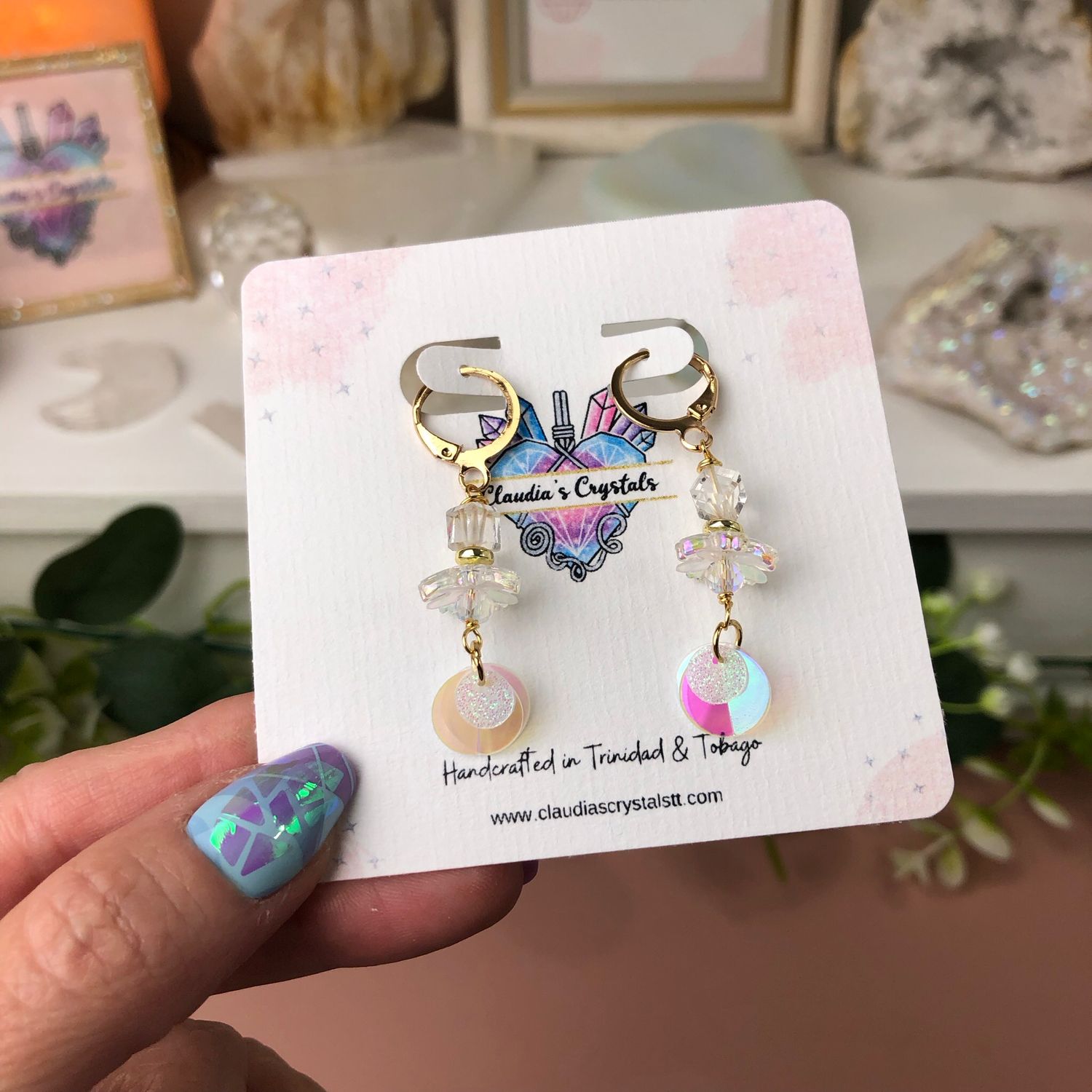 QUARTZ CUBE - Crystal Therapy Earrings - Gold Plated