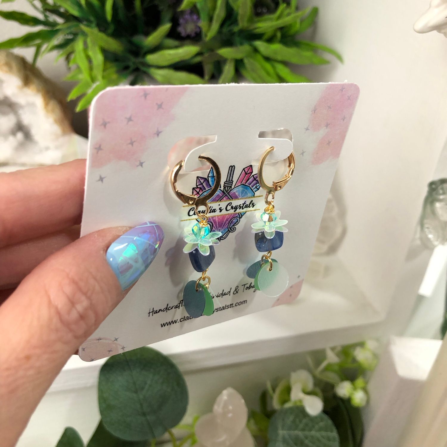 BLUE KYANITE - Crystal Therapy Earrings - Gold Plated BLUE KYANITE - Crystal Therapy Earrings - Gold Plated