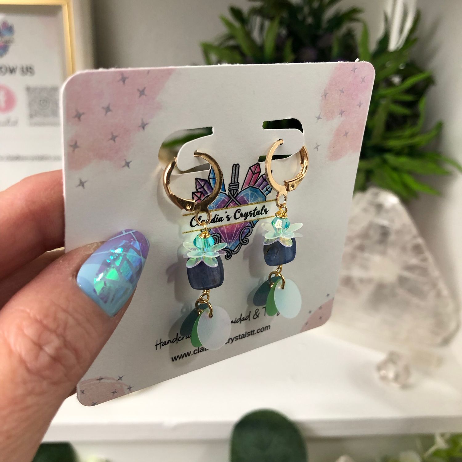 BLUE KYANITE - Crystal Therapy Earrings - Gold Plated BLUE KYANITE - Crystal Therapy Earrings - Gold Plated