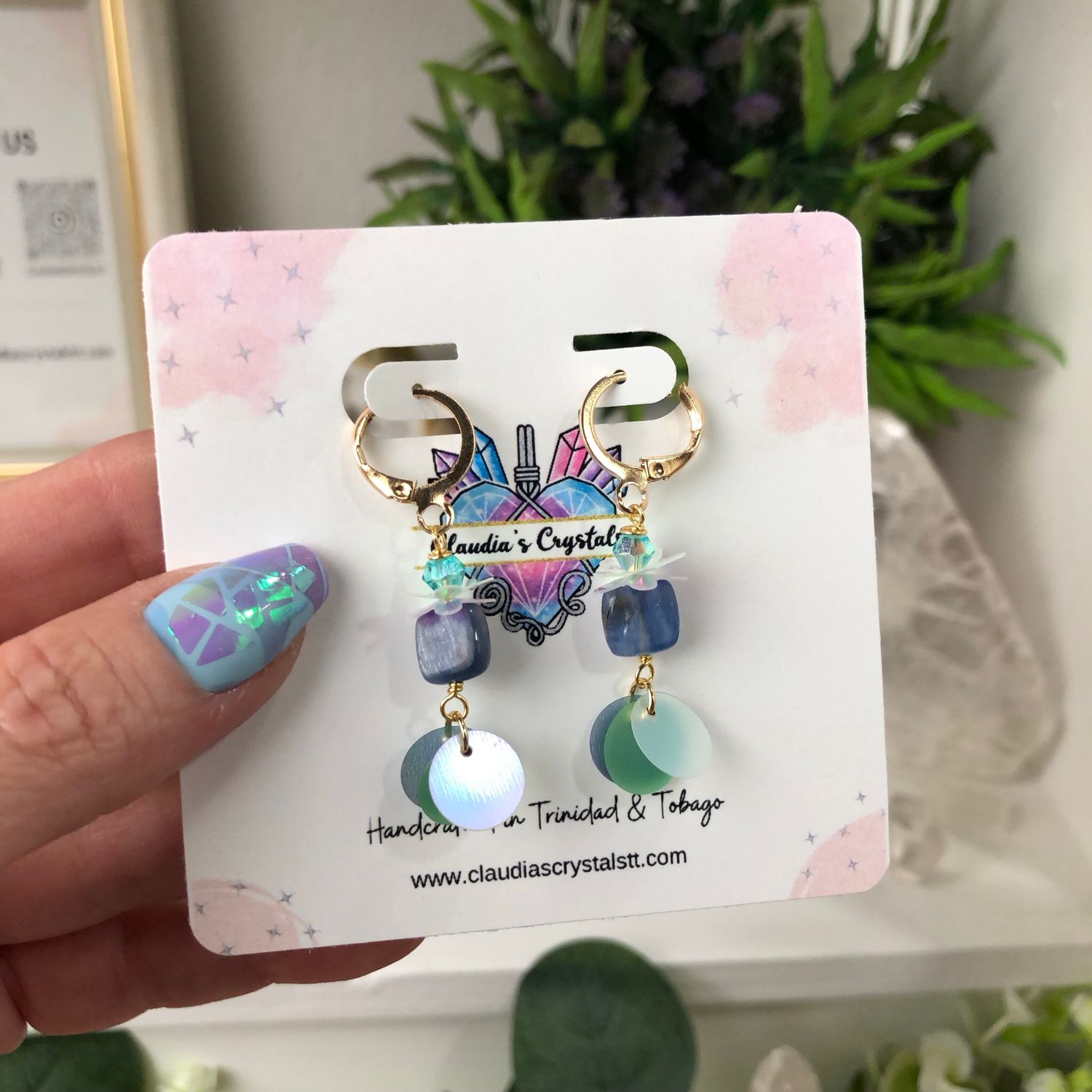 BLUE KYANITE - Crystal Therapy Earrings - Gold Plated BLUE KYANITE - Crystal Therapy Earrings - Gold Plated