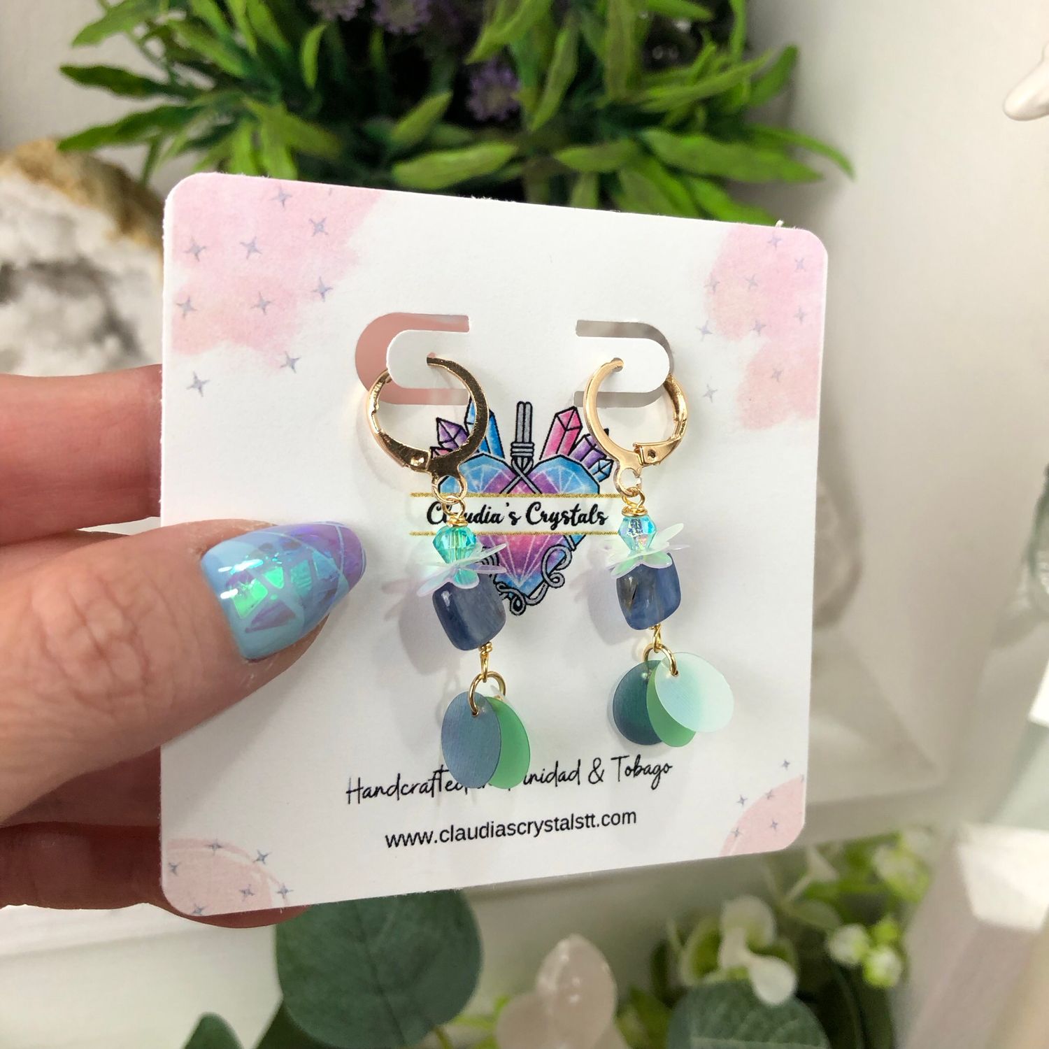 BLUE KYANITE - Crystal Therapy Earrings - Gold Plated BLUE KYANITE - Crystal Therapy Earrings - Gold Plated