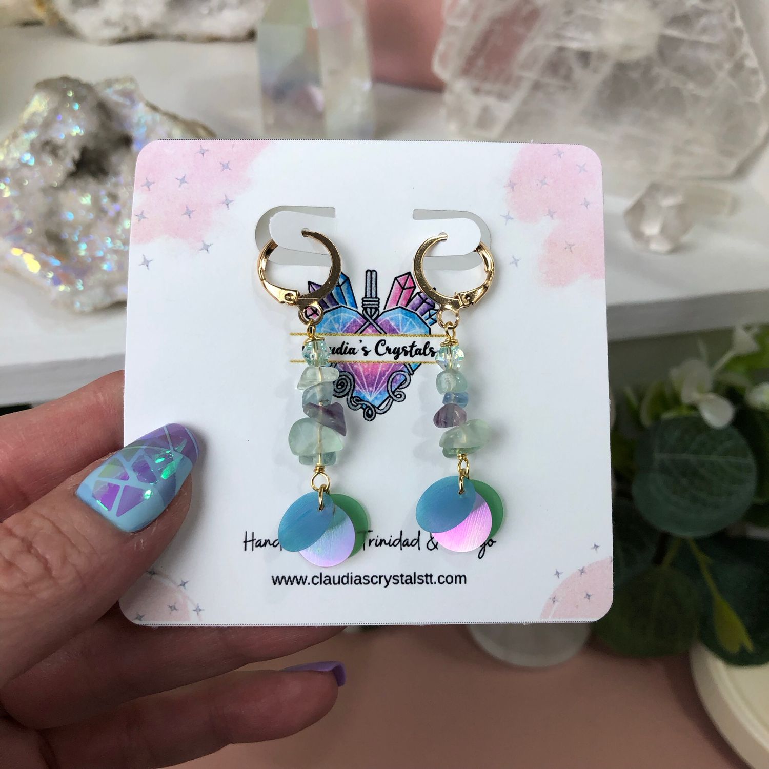 RAINBOW FLUORITE - Crystal Therapy Earrings - Gold Plated