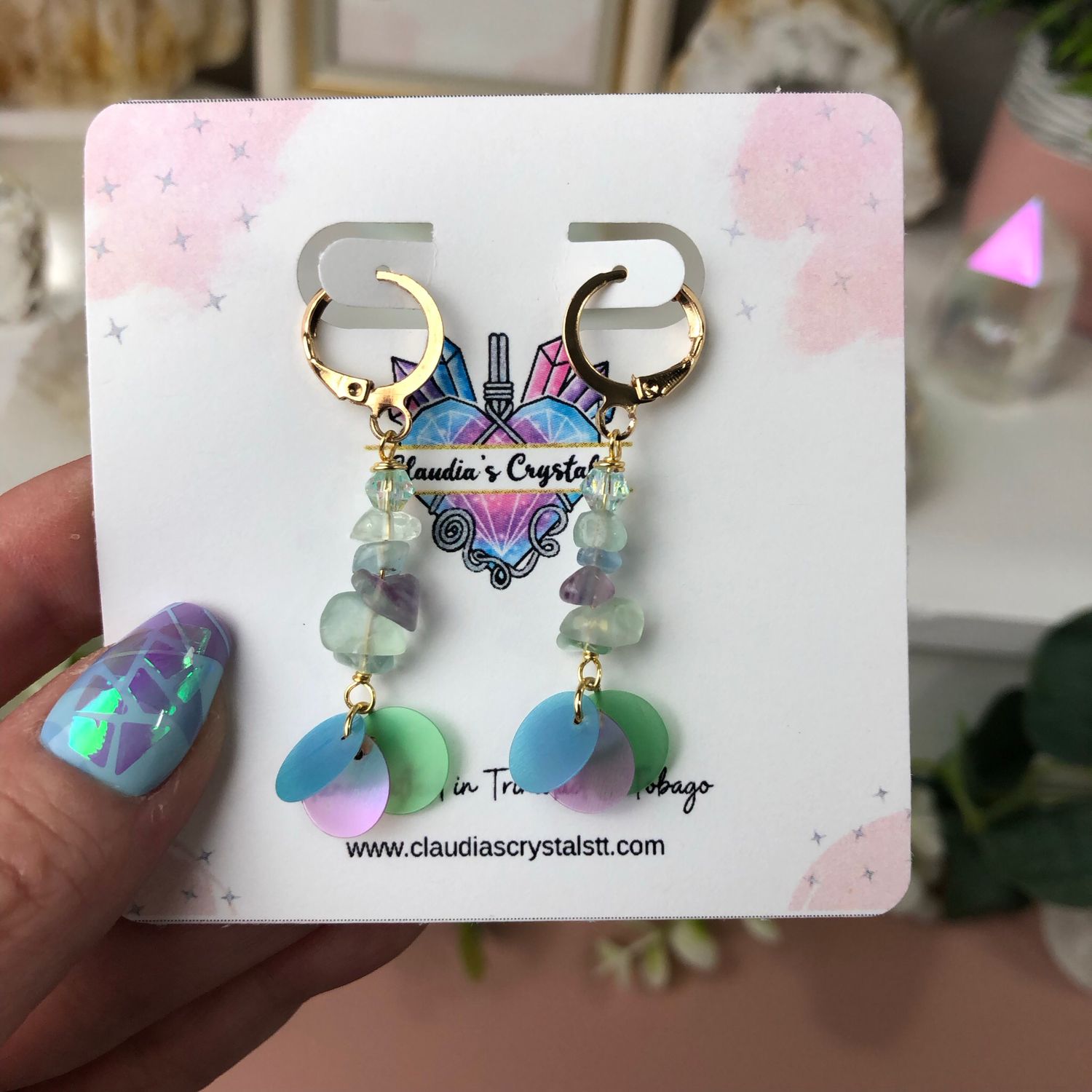 RAINBOW FLUORITE - Crystal Therapy Earrings - Gold Plated