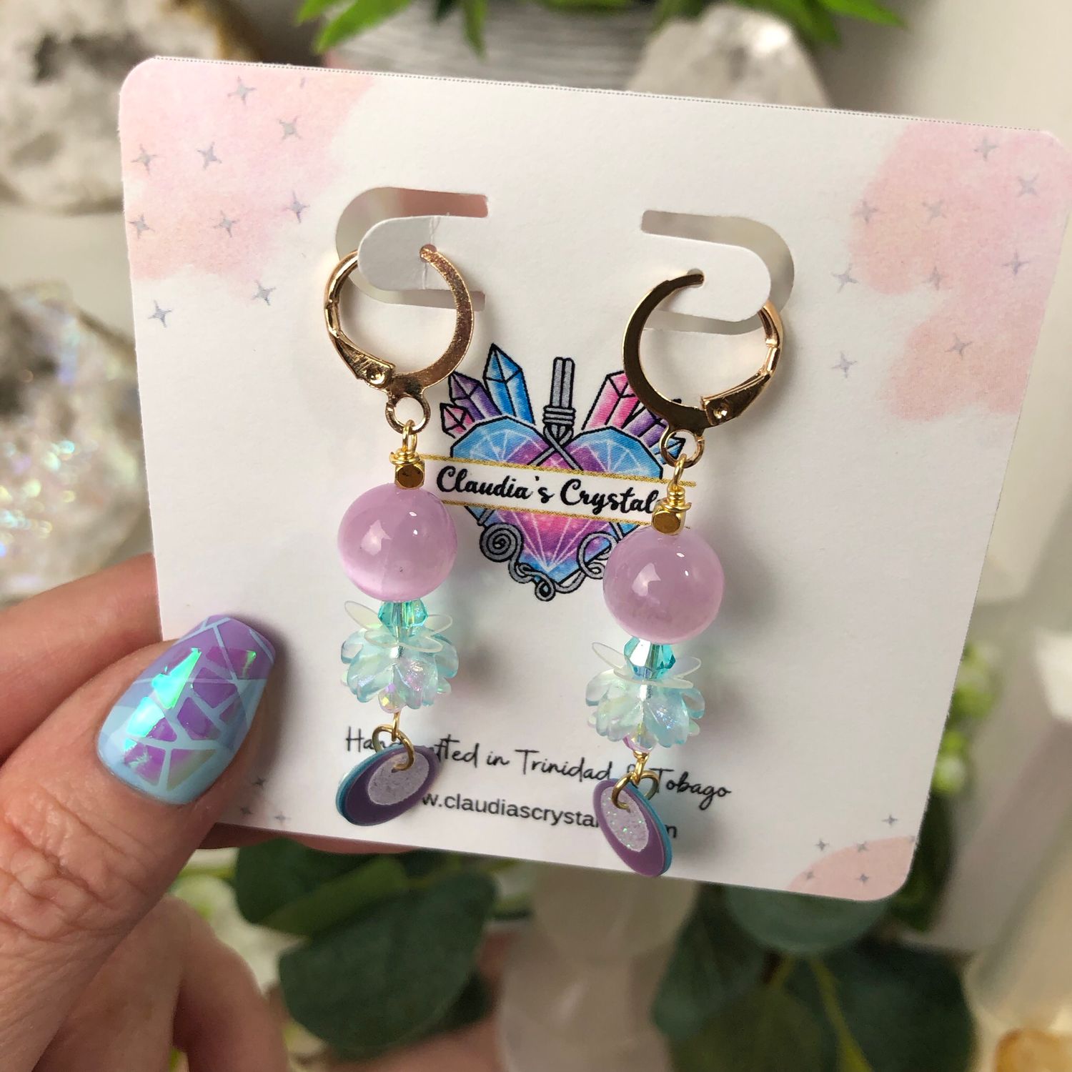 SELENITE (Dyed) - Crystal Therapy Earrings - Gold Plated SELENITE (Dyed) - Crystal Therapy Earrings - Gold Plated