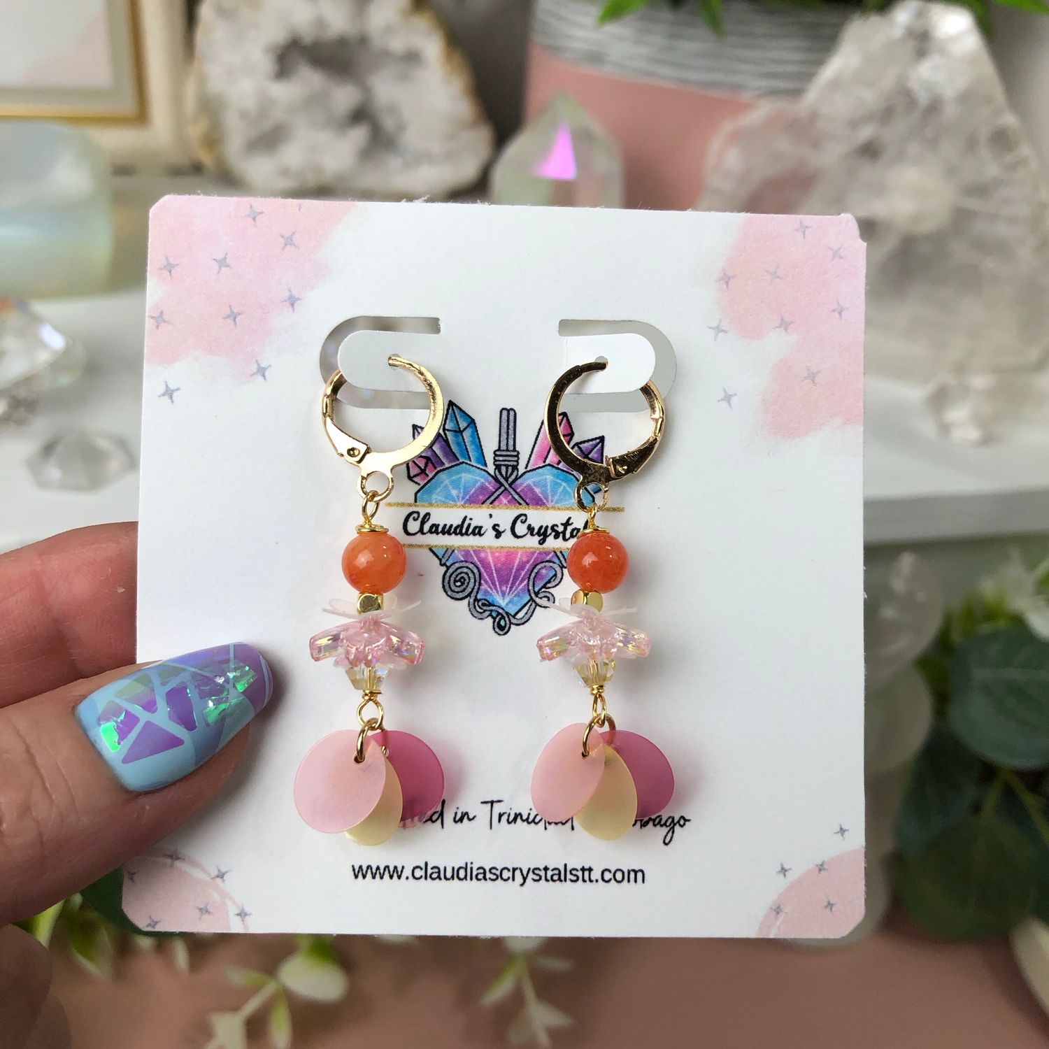 RHODOCHROSITE - Crystal Therapy Earrings - Gold Plated