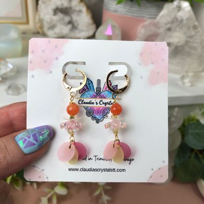 RHODOCHROSITE - Crystal Therapy Earrings - Gold Plated