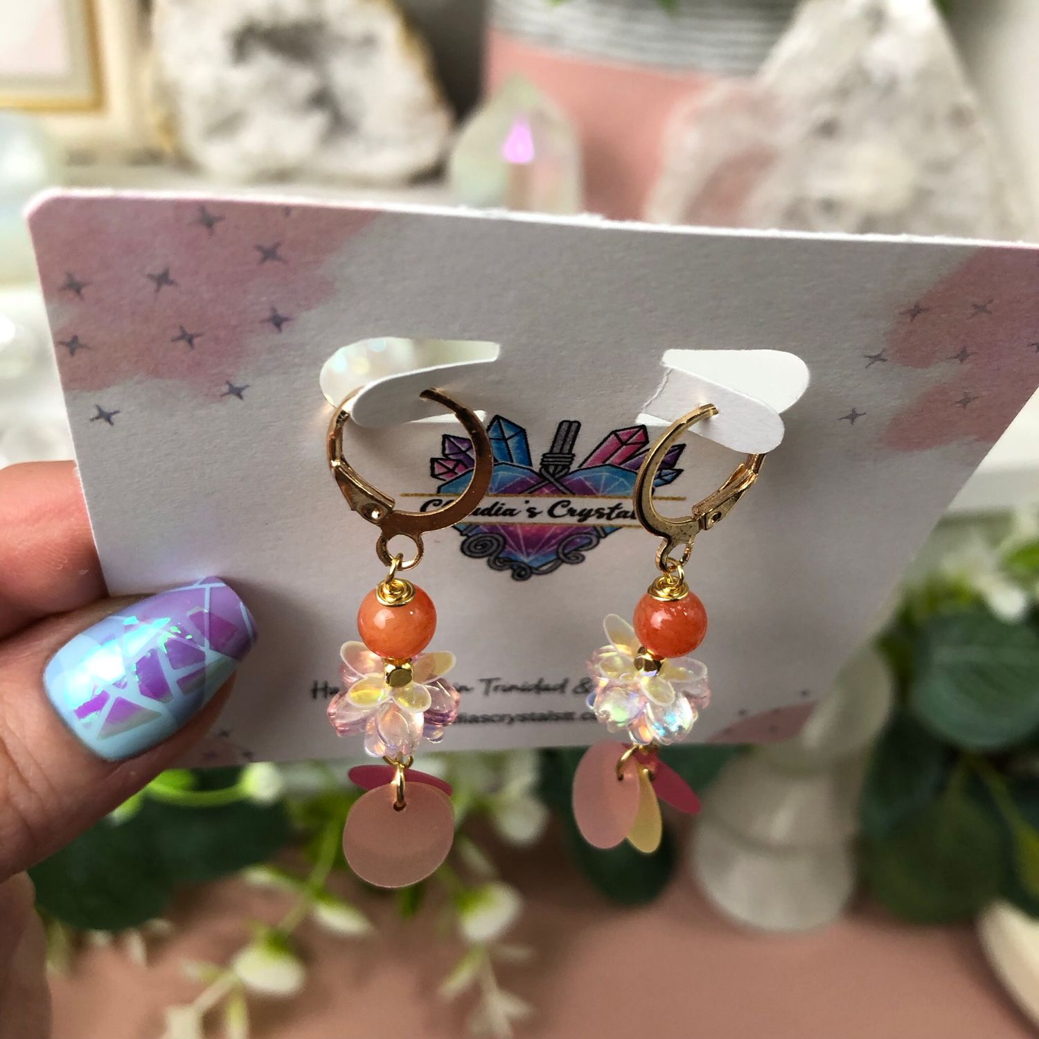 RHODOCHROSITE - Crystal Therapy Earrings - Gold Plated RHODOCHROSITE - Crystal Therapy Earrings - Gold Plated