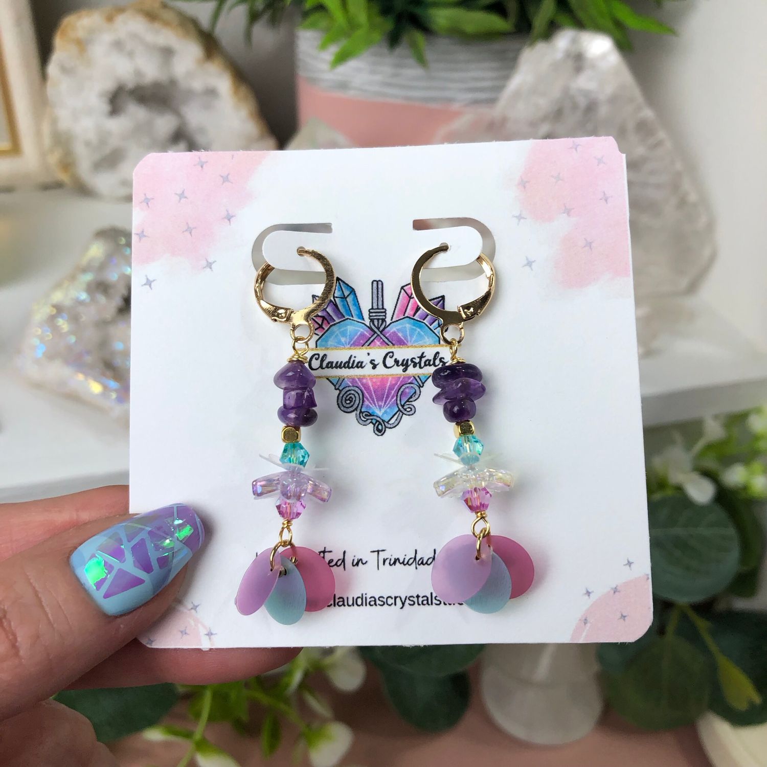 AMETHYST - Crystal Therapy Earrings - Gold Plated AMETHYST - Crystal Therapy Earrings - Gold Plated