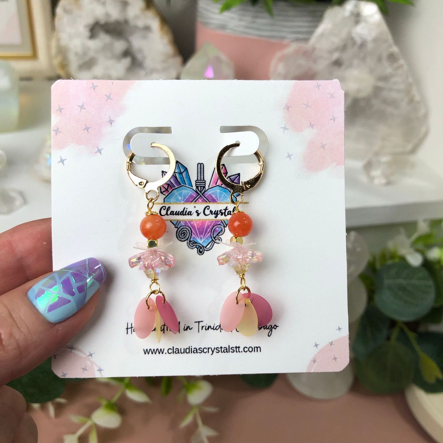 RHODOCHROSITE - Crystal Therapy Earrings - Gold Plated RHODOCHROSITE - Crystal Therapy Earrings - Gold Plated