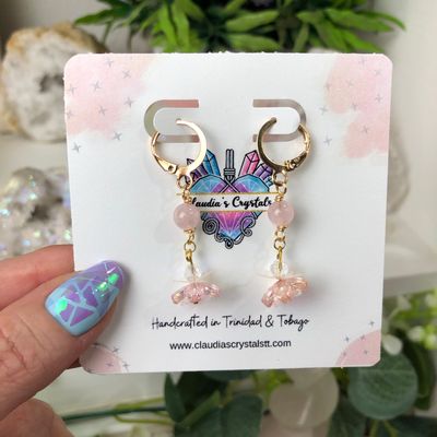 PINK MORGANITE - Crystal Therapy Earrings - Gold Plated