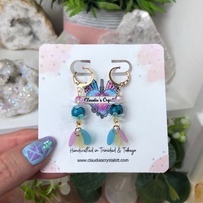 BLUE CRAZY LACE AGATE - Crystal Therapy Earrings - Gold Plated BLUE CRAZY LACE AGATE - Crystal Therapy Earrings - Gold Plated