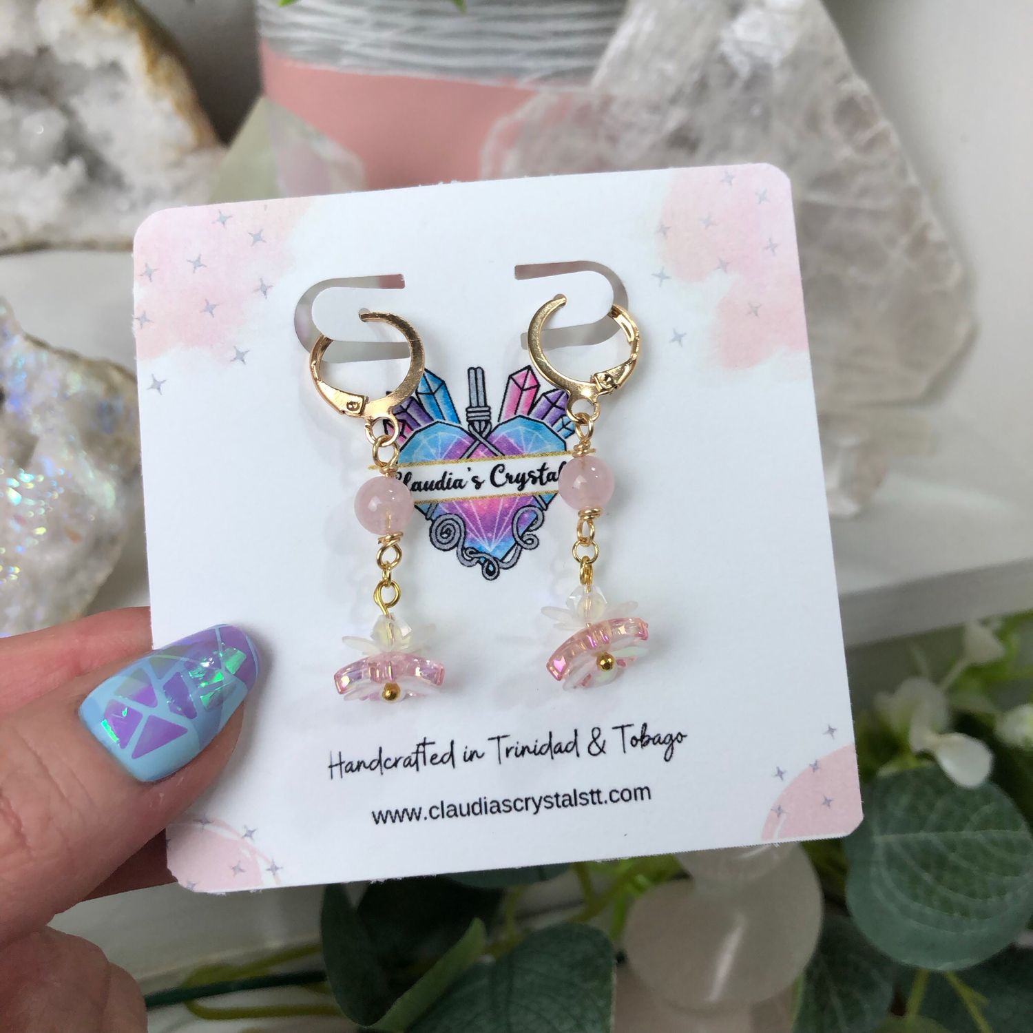 PINK MORGANITE - Crystal Therapy Earrings - Gold Plated PINK MORGANITE - Crystal Therapy Earrings - Gold Plated