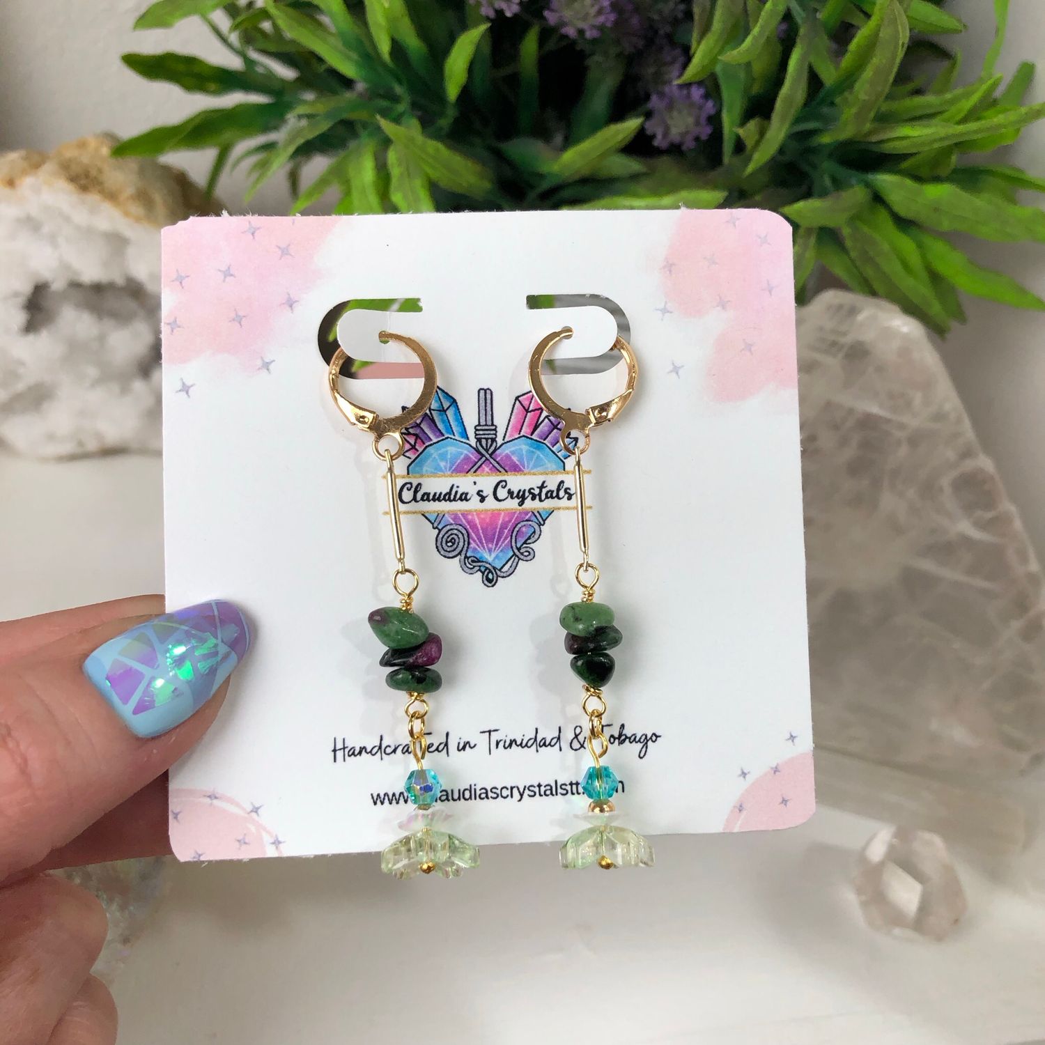 RUBY FUSHITE - Crystal Therapy Earrings - Gold Plated