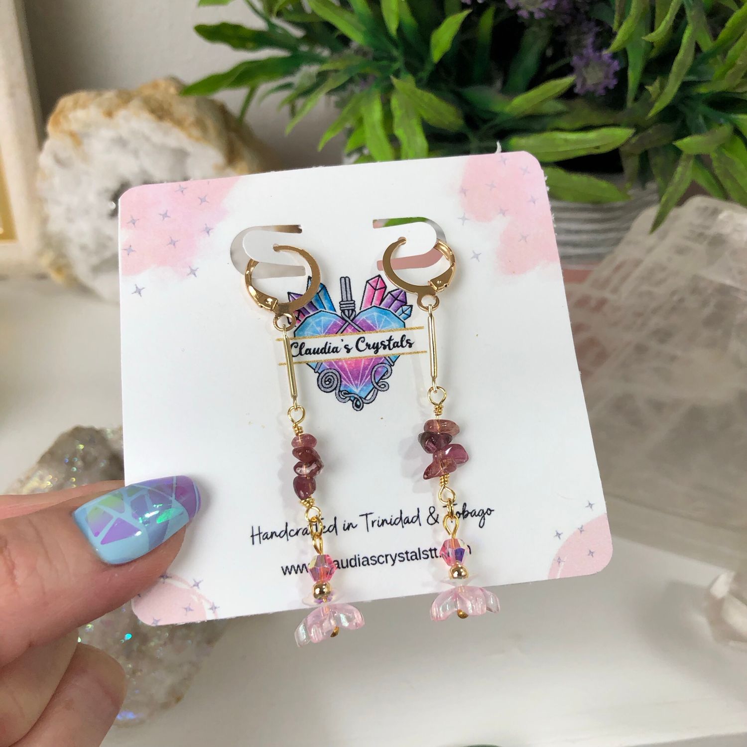 PINK TOURMALINE - Crystal Therapy Earrings - Gold Plated