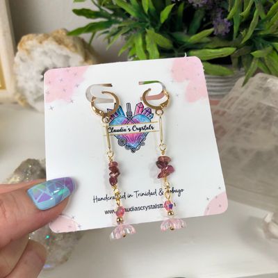 PINK TOURMALINE - Crystal Therapy Earrings - Gold Plated PINK TOURMALINE - Crystal Therapy Earrings - Gold Plated