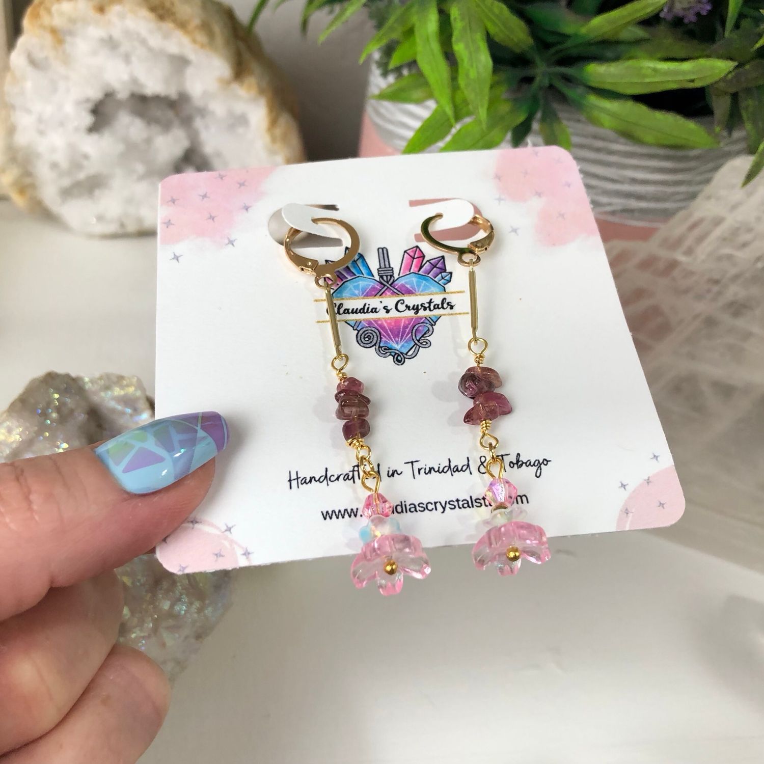 PINK TOURMALINE - Crystal Therapy Earrings - Gold Plated