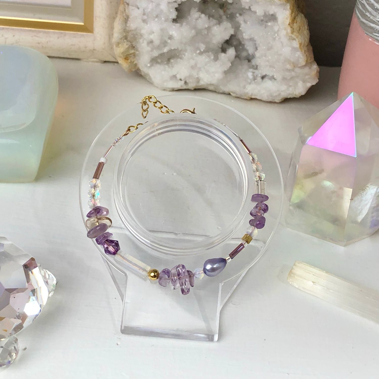 AMETRINE - Crystal Therapy Dainty Bangle - Gold Plated