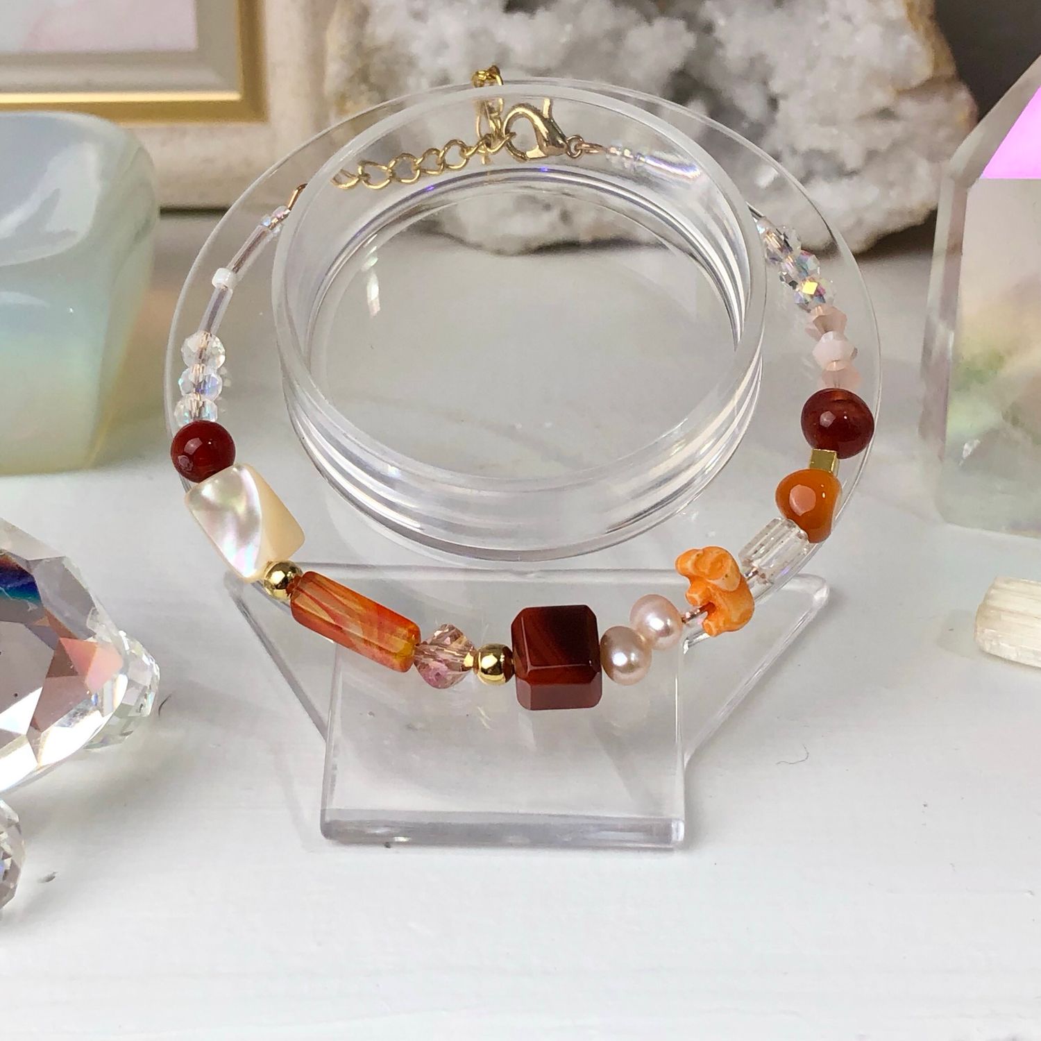 Carnelian - Dainty Bangle - Gold Plated