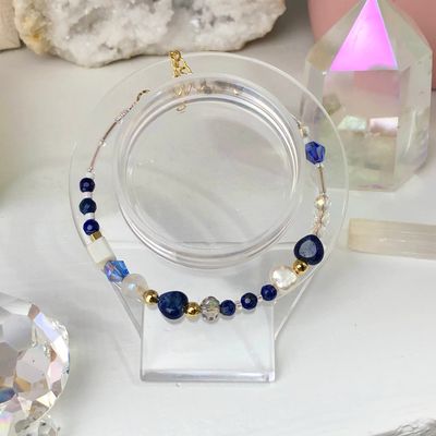 LAPIS LAZULI - Dainty Bangle - Gold Plated