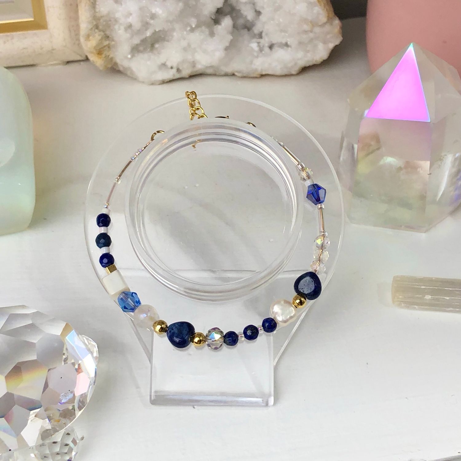 LAPIS LAZULI - Dainty Bangle - Gold Plated LAPIS LAZULI - Dainty Bangle - Gold Plated