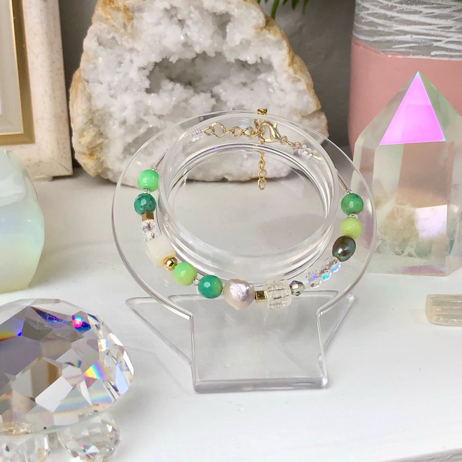 CHRYSOPRASE - Dainty Bangle - Gold Plated CHRYSOPRASE - Dainty Bangle - Gold Plated