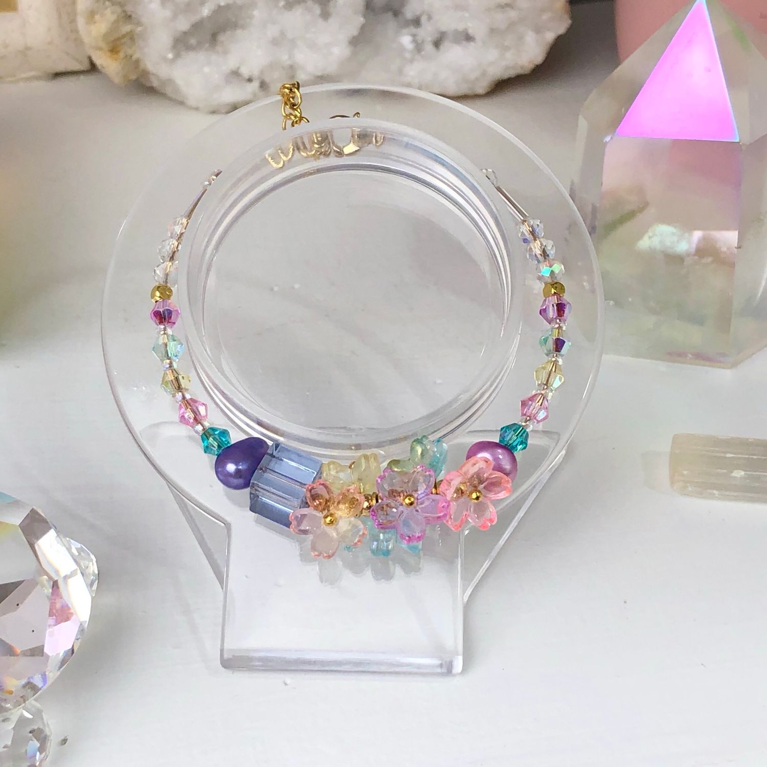 Floral Fantasy - Dainty Bangle - Gold Plated