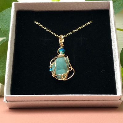 NATURAL HEMIMORPHITE - Crystal Therapy Pendant - 14k Gold Filled NATURAL HEMIMORPHITE - Crystal Therapy Pendant - 14k Gold Filled