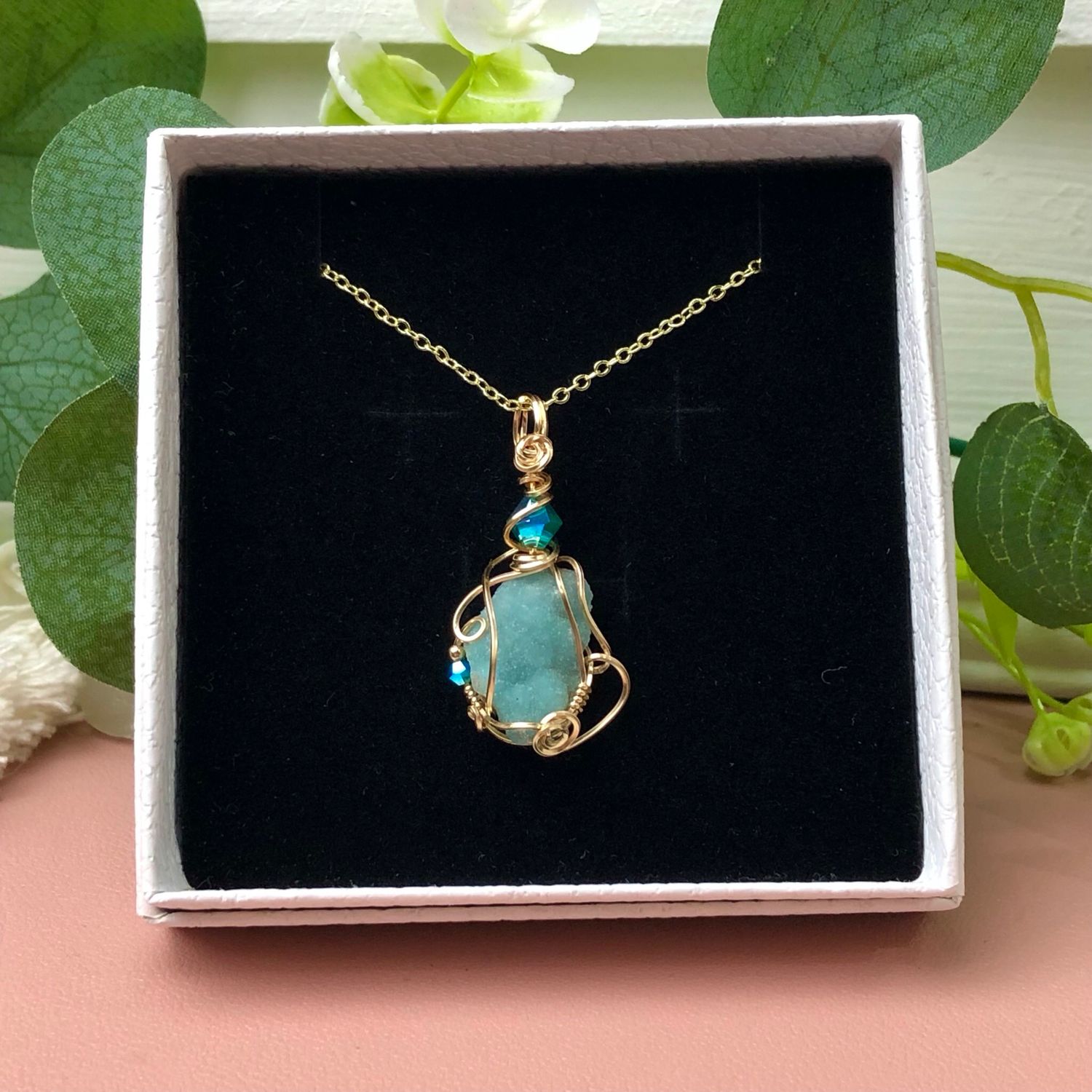 NATURAL HEMIMORPHITE - Crystal Therapy Pendant - 14k Gold Filled