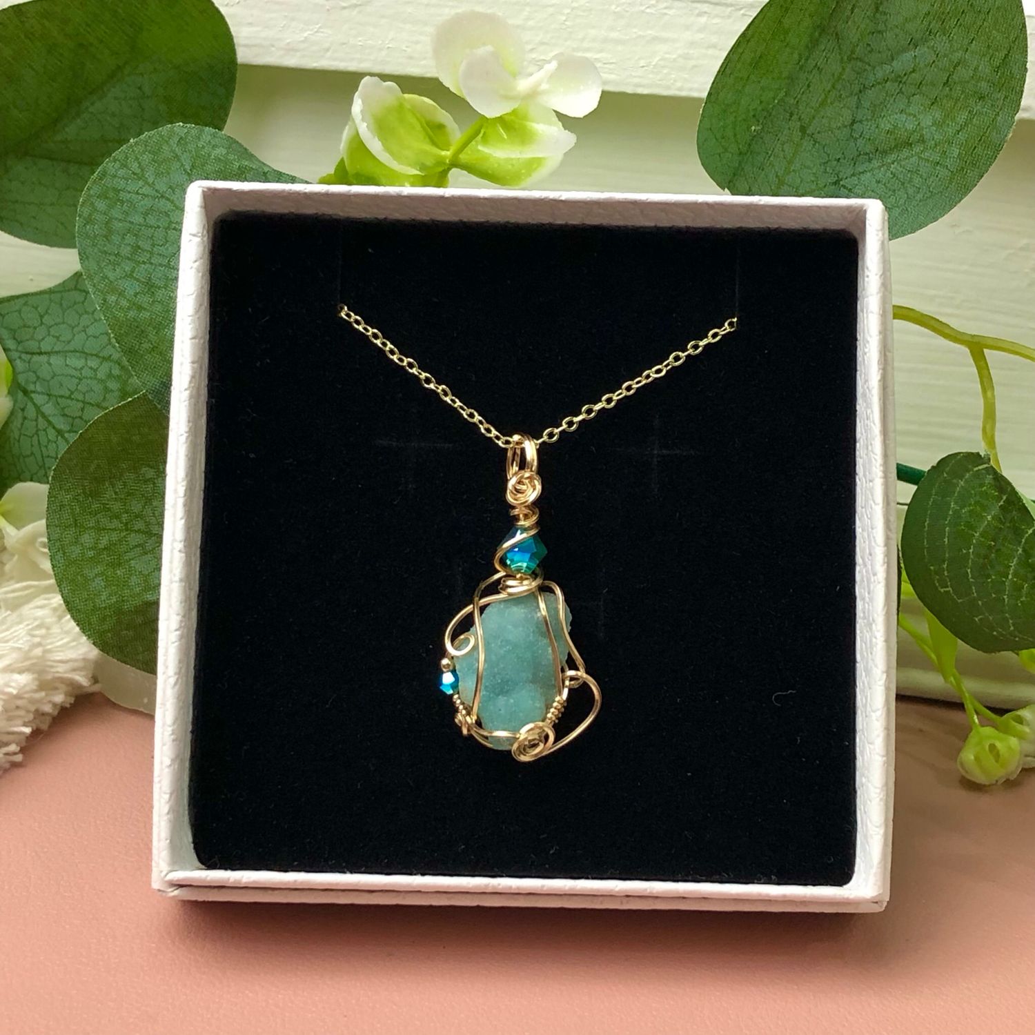 NATURAL HEMIMORPHITE - Crystal Therapy Pendant - 14k Gold Filled