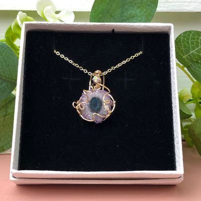 AMETHYST STALACTITE - Crystal Therapy Pendant - 14k Gold Filled
