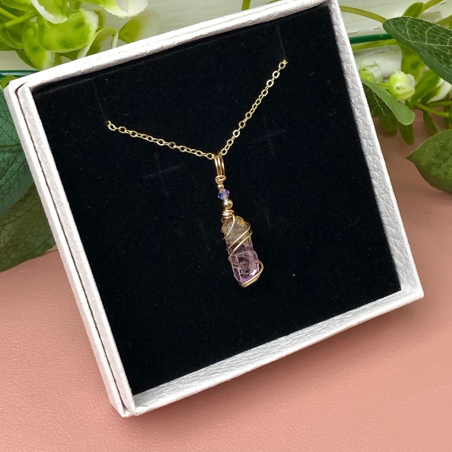VERA CRUZ AMETHYST POINT - Crystal Therapy Pendant - 14k Gold Filled